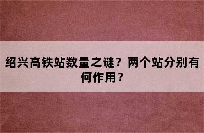绍兴高铁站数量之谜？两个站分别有何作用？