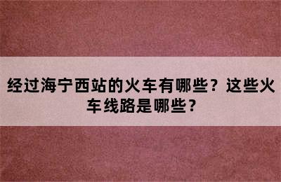 经过海宁西站的火车有哪些？这些火车线路是哪些？