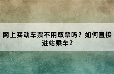 网上买动车票不用取票吗？如何直接进站乘车？