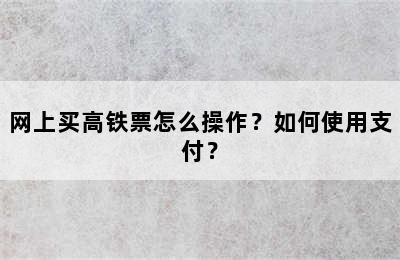 网上买高铁票怎么操作？如何使用支付？