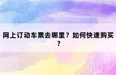 网上订动车票去哪里？如何快速购买？