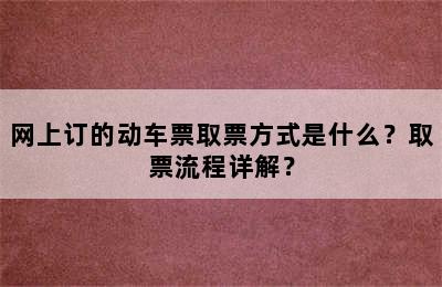 网上订的动车票取票方式是什么？取票流程详解？