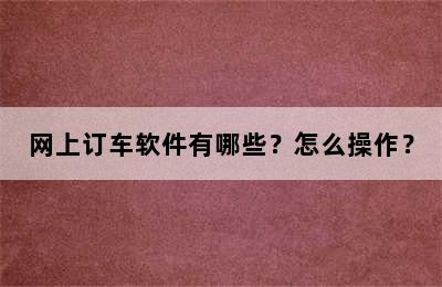 网上订车软件有哪些？怎么操作？