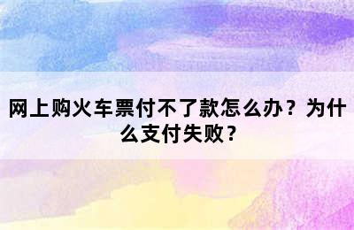 网上购火车票付不了款怎么办？为什么支付失败？