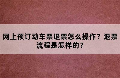 网上预订动车票退票怎么操作？退票流程是怎样的？