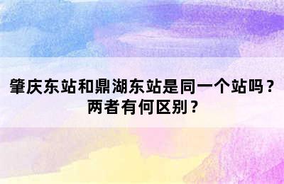 肇庆东站和鼎湖东站是同一个站吗？两者有何区别？