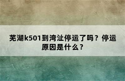 芜湖k501到湾沚停运了吗？停运原因是什么？