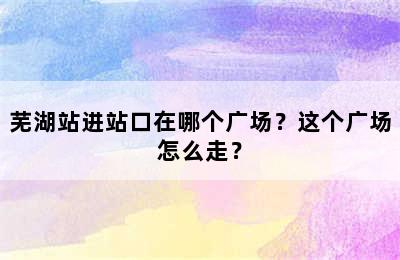 芜湖站进站口在哪个广场？这个广场怎么走？