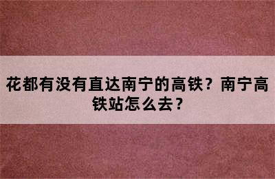 花都有没有直达南宁的高铁？南宁高铁站怎么去？