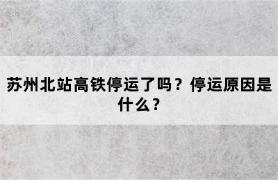 苏州北站高铁停运了吗？停运原因是什么？