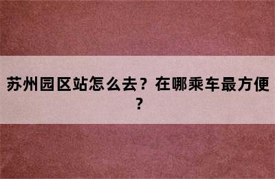苏州园区站怎么去？在哪乘车最方便？