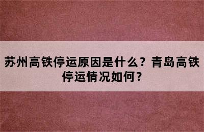 苏州高铁停运原因是什么？青岛高铁停运情况如何？