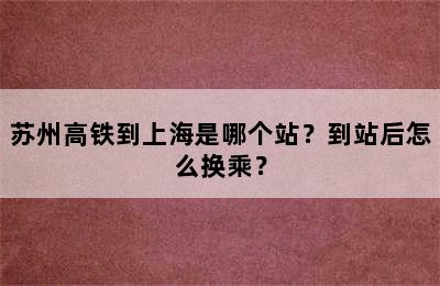 苏州高铁到上海是哪个站？到站后怎么换乘？