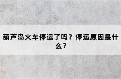 葫芦岛火车停运了吗？停运原因是什么？