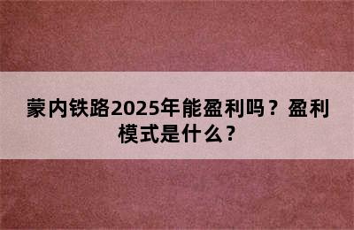 蒙内铁路2025年能盈利吗？盈利模式是什么？