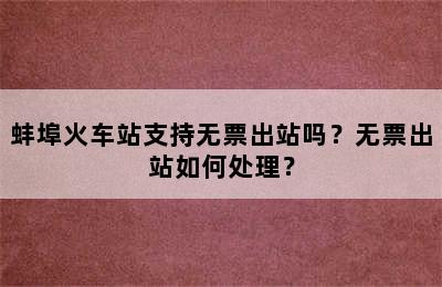蚌埠火车站支持无票出站吗？无票出站如何处理？