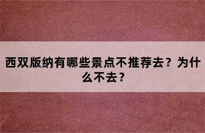 西双版纳有哪些景点不推荐去？为什么不去？