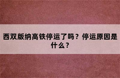 西双版纳高铁停运了吗？停运原因是什么？