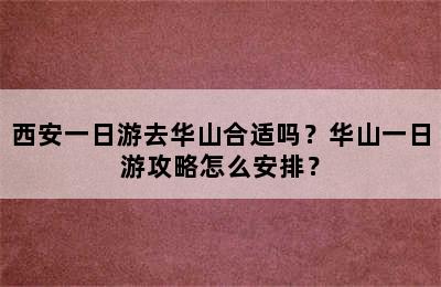 西安一日游去华山合适吗？华山一日游攻略怎么安排？