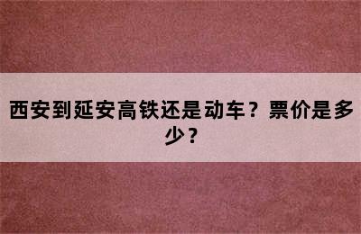 西安到延安高铁还是动车？票价是多少？