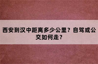 西安到汉中距离多少公里？自驾或公交如何走？
