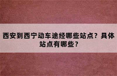 西安到西宁动车途经哪些站点？具体站点有哪些？