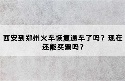 西安到郑州火车恢复通车了吗？现在还能买票吗？