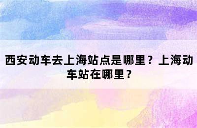 西安动车去上海站点是哪里？上海动车站在哪里？