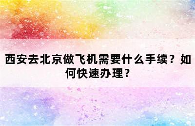 西安去北京做飞机需要什么手续？如何快速办理？