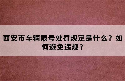西安市车辆限号处罚规定是什么？如何避免违规？