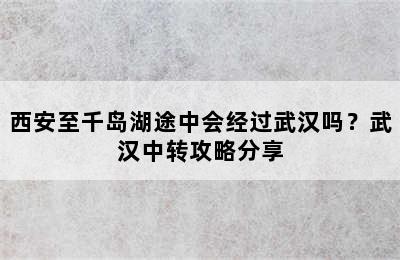 西安至千岛湖途中会经过武汉吗？武汉中转攻略分享