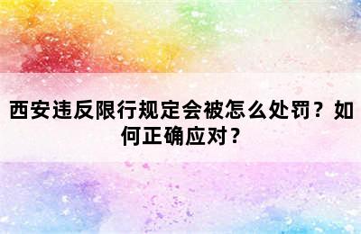 西安违反限行规定会被怎么处罚？如何正确应对？