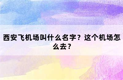 西安飞机场叫什么名字？这个机场怎么去？