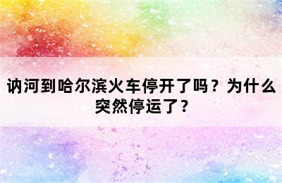 讷河到哈尔滨火车停开了吗？为什么突然停运了？
