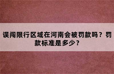 误闯限行区域在河南会被罚款吗？罚款标准是多少？