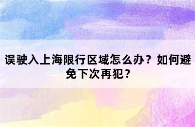 误驶入上海限行区域怎么办？如何避免下次再犯？