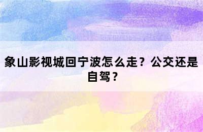象山影视城回宁波怎么走？公交还是自驾？