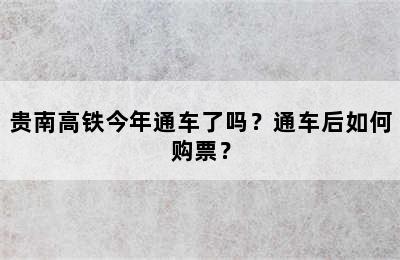 贵南高铁今年通车了吗？通车后如何购票？