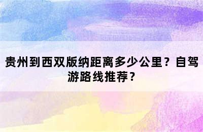 贵州到西双版纳距离多少公里？自驾游路线推荐？