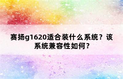 赛扬g1620适合装什么系统？该系统兼容性如何？