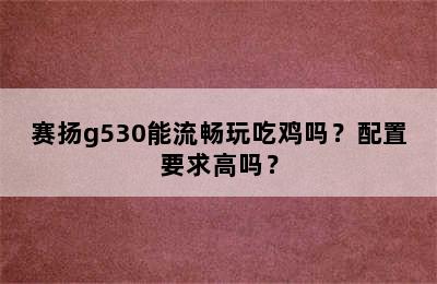 赛扬g530能流畅玩吃鸡吗？配置要求高吗？