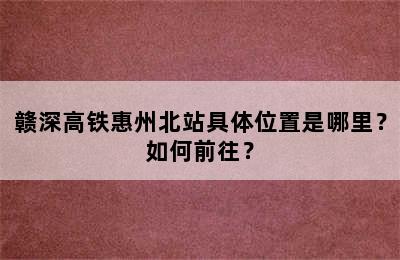 赣深高铁惠州北站具体位置是哪里？如何前往？