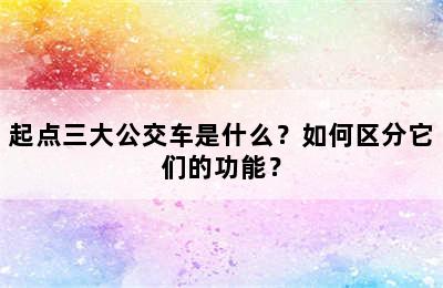 起点三大公交车是什么？如何区分它们的功能？