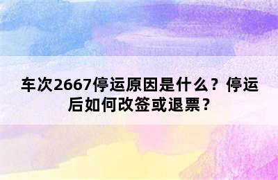 车次2667停运原因是什么？停运后如何改签或退票？