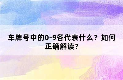 车牌号中的0-9各代表什么？如何正确解读？