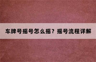 车牌号摇号怎么摇？摇号流程详解