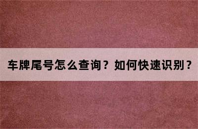 车牌尾号怎么查询？如何快速识别？