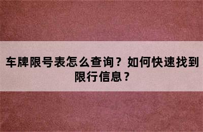 车牌限号表怎么查询？如何快速找到限行信息？