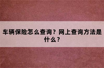 车辆保险怎么查询？网上查询方法是什么？