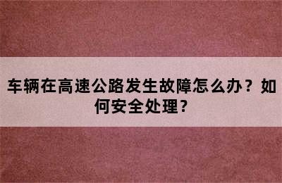 车辆在高速公路发生故障怎么办？如何安全处理？